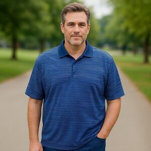 Greg‎ Norman Golf Polo ML75 Play Dry Striped Short Sleeve XXL